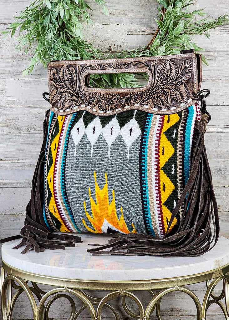 Concealed Carry Gray Tooled Saddle Blanket Handbag Handbag Sorrel South   