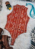 Rust Aztec Bodysuit body suit The Cinchy Cowgirl (YC)   