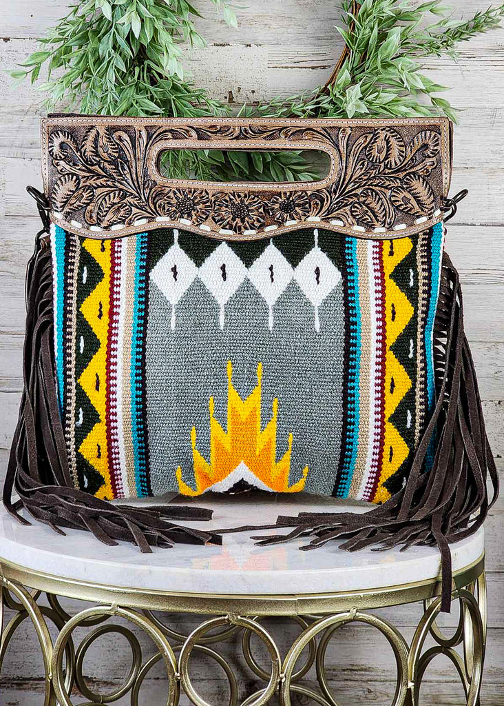 Concealed Carry Gray Tooled Saddle Blanket Handbag Handbag Sorrel South   