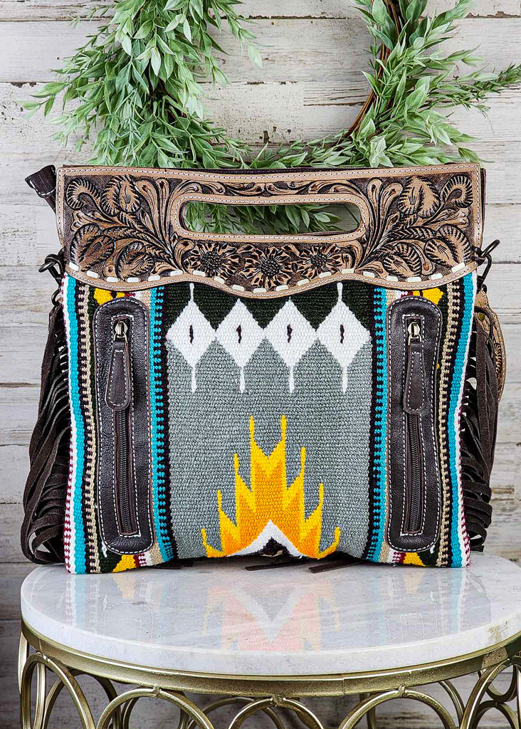 Concealed Carry Gray Tooled Saddle Blanket Handbag Handbag Sorrel South   