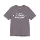 Coffee, Cuss Words And Cows Short Sleeve Tee T-Shirt The Cinchy Cowgirl - Print Storm XS