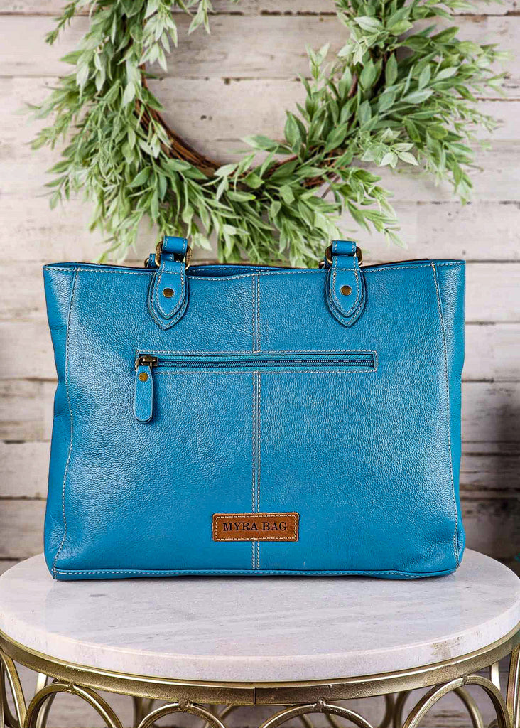 Turquoise & Cowhide Western Tooled Handbag tote handbag Myra   