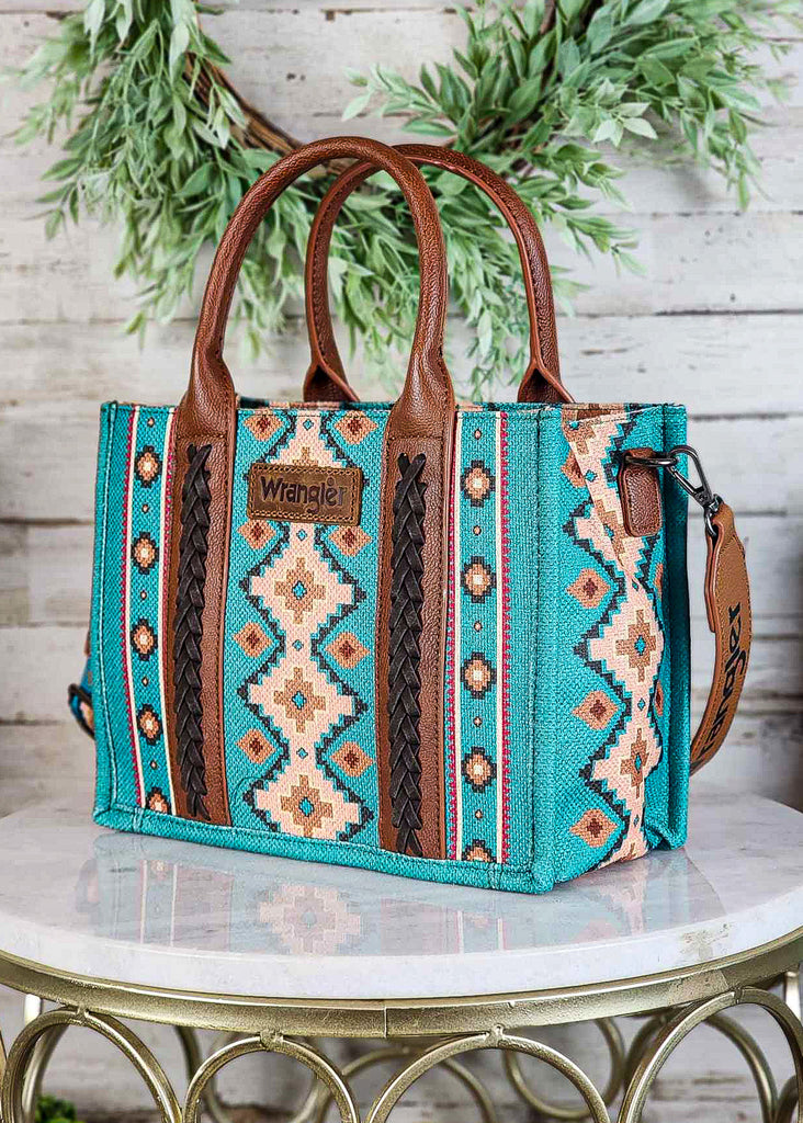 Turquoise Wrangler Southwestern Small Crossbody/Tote Handbag Crossbody Handbag Montana West   