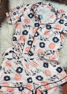 Longhorn & Roses Silky Shorts Pajamas Set silky pajamas - shorts The Cinchy Cowgirl (YC)   