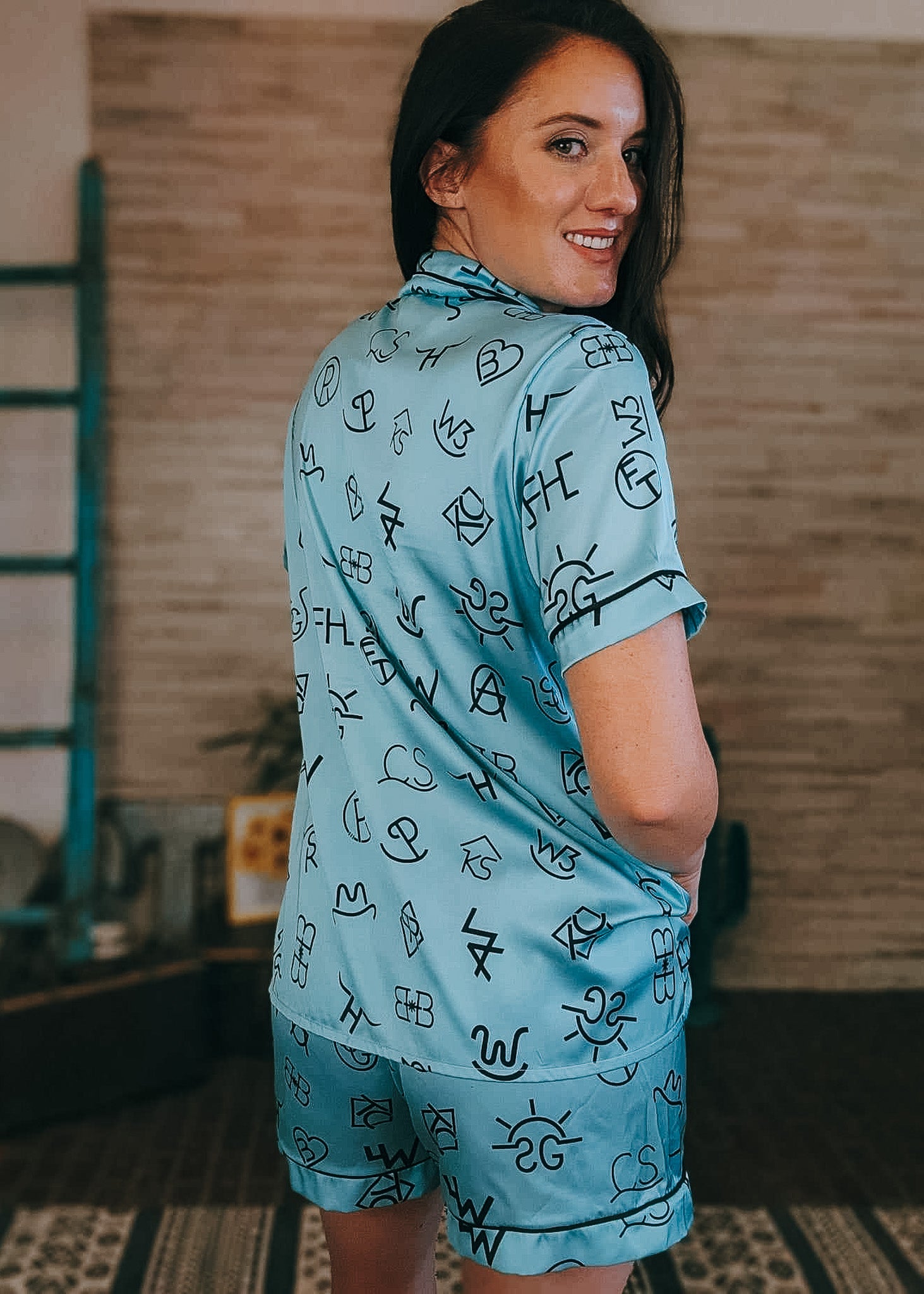 Turquoise Brands Silky Shorts Pajama Set silky pajamas - shorts The Cinchy Cowgirl (YC)   