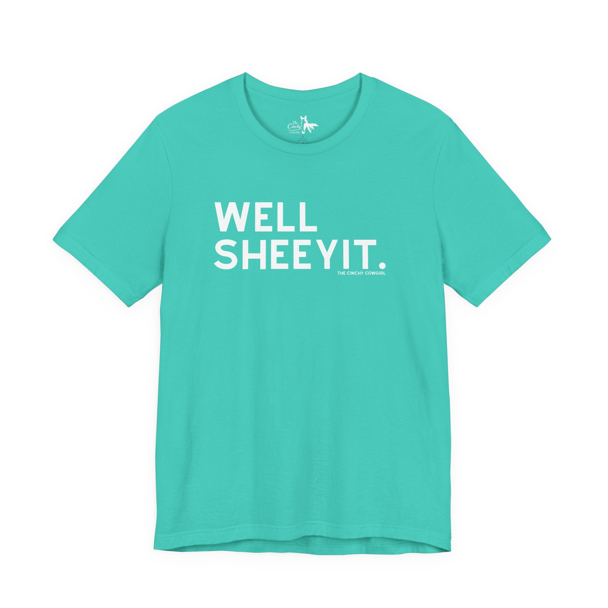 Well Sheeyit Short Sleeve Tee Graphic Tee The Cinchy Cowgirl - Print Teal XS