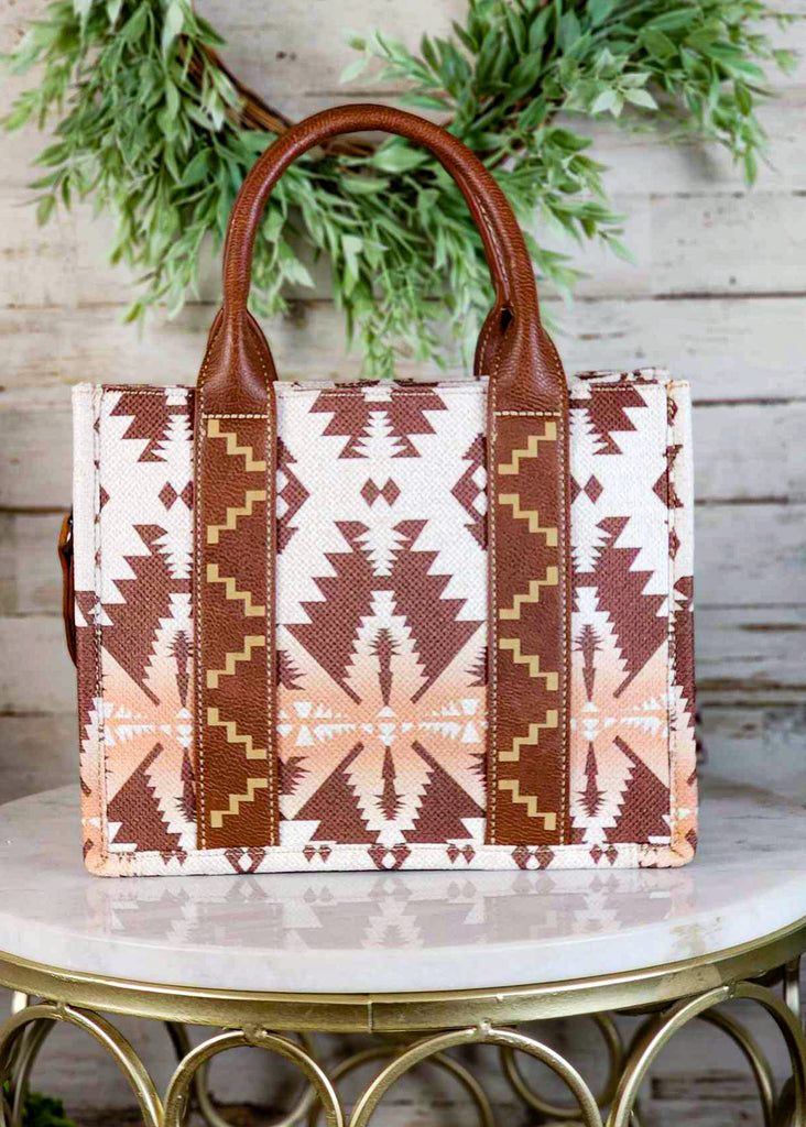 Light Brown Wrangler Southwestern Small Tote/Crossbody Handbag Crossbody Handbag Montana West   