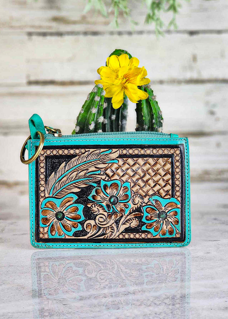 Feathers & Floral Tooling Card Holder Card Holder Myra   