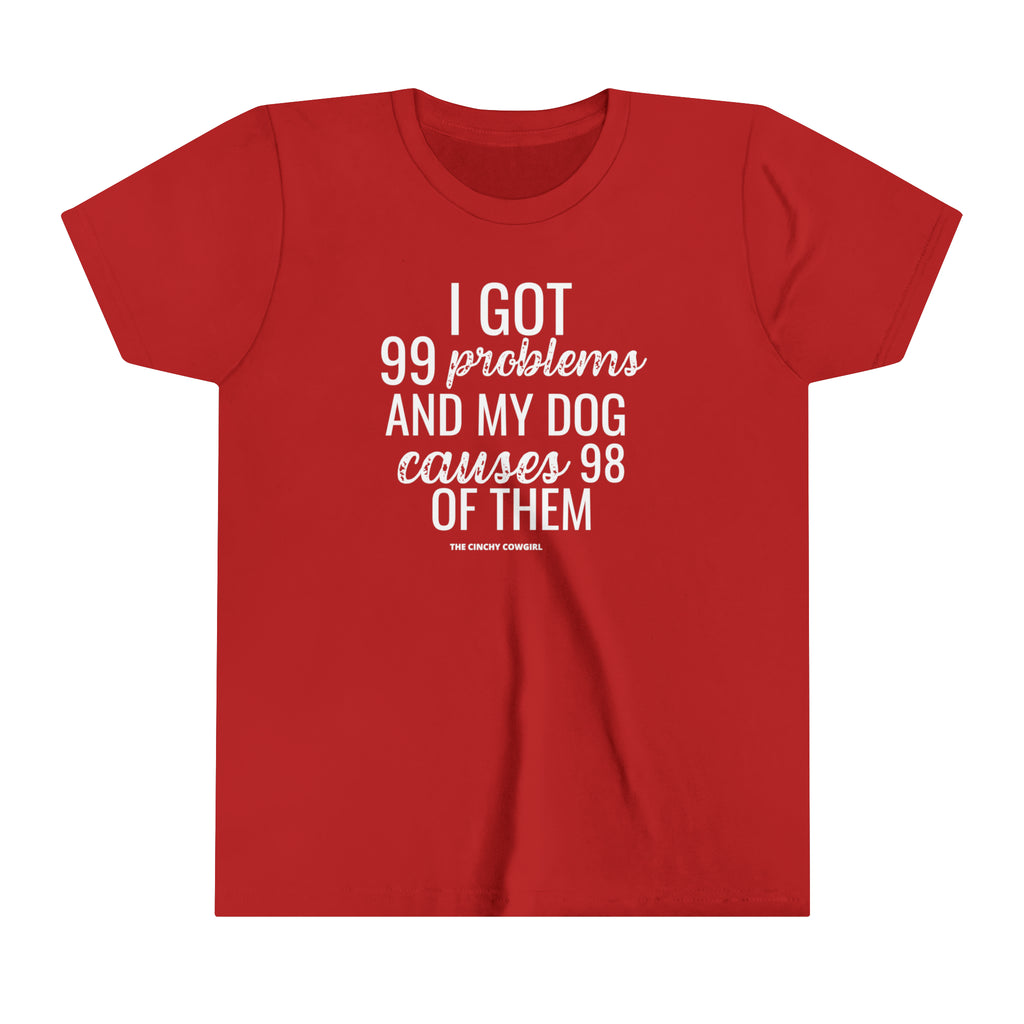 Dog Problem Youth Short Sleeve Tee Red
