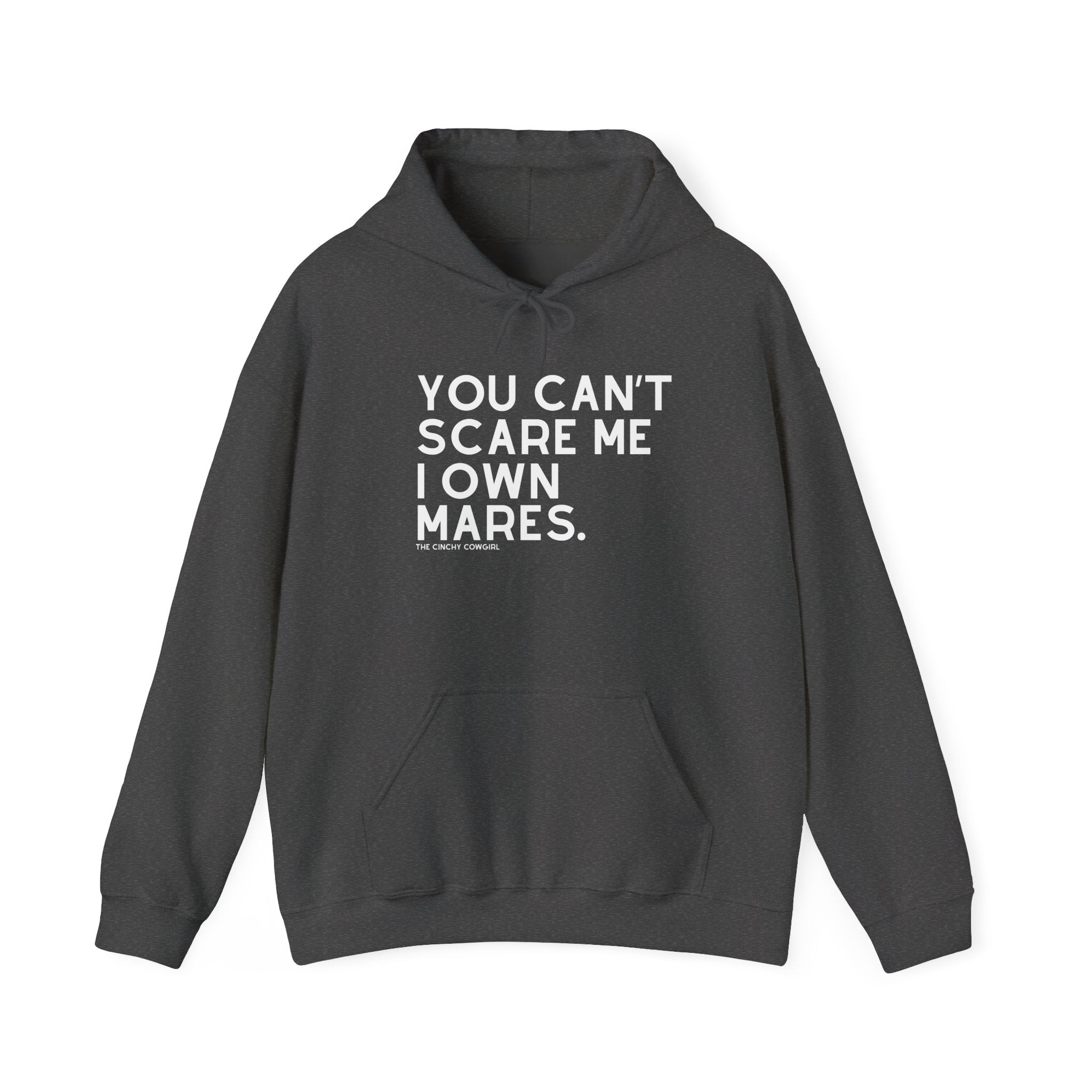 You Can't Scare Me I Own Mares Hoodie Hoodie The Cinchy Cowgirl - Print Dark Heather S