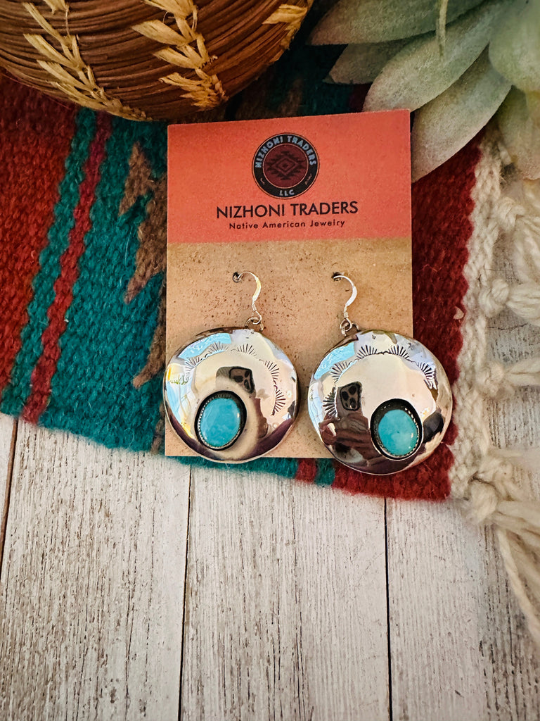 Navajo Turquoise Dangle Earrings NT jewelry Nizhoni Traders LLC   