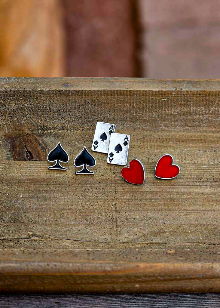 3 Pair Poker Earring Set Earrings Blue Tortoise