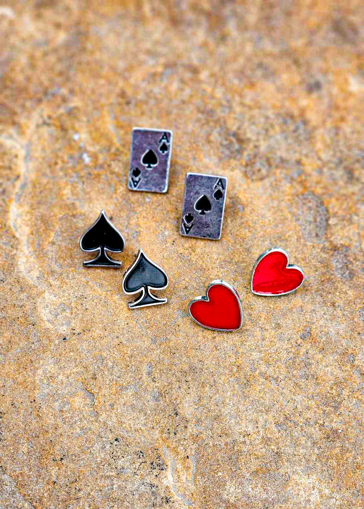 3 Pair Poker Earring Set Earrings Blue Tortoise