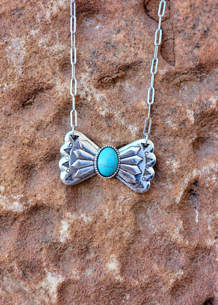 Western Style Bow Necklace Necklace Blue Tortoise