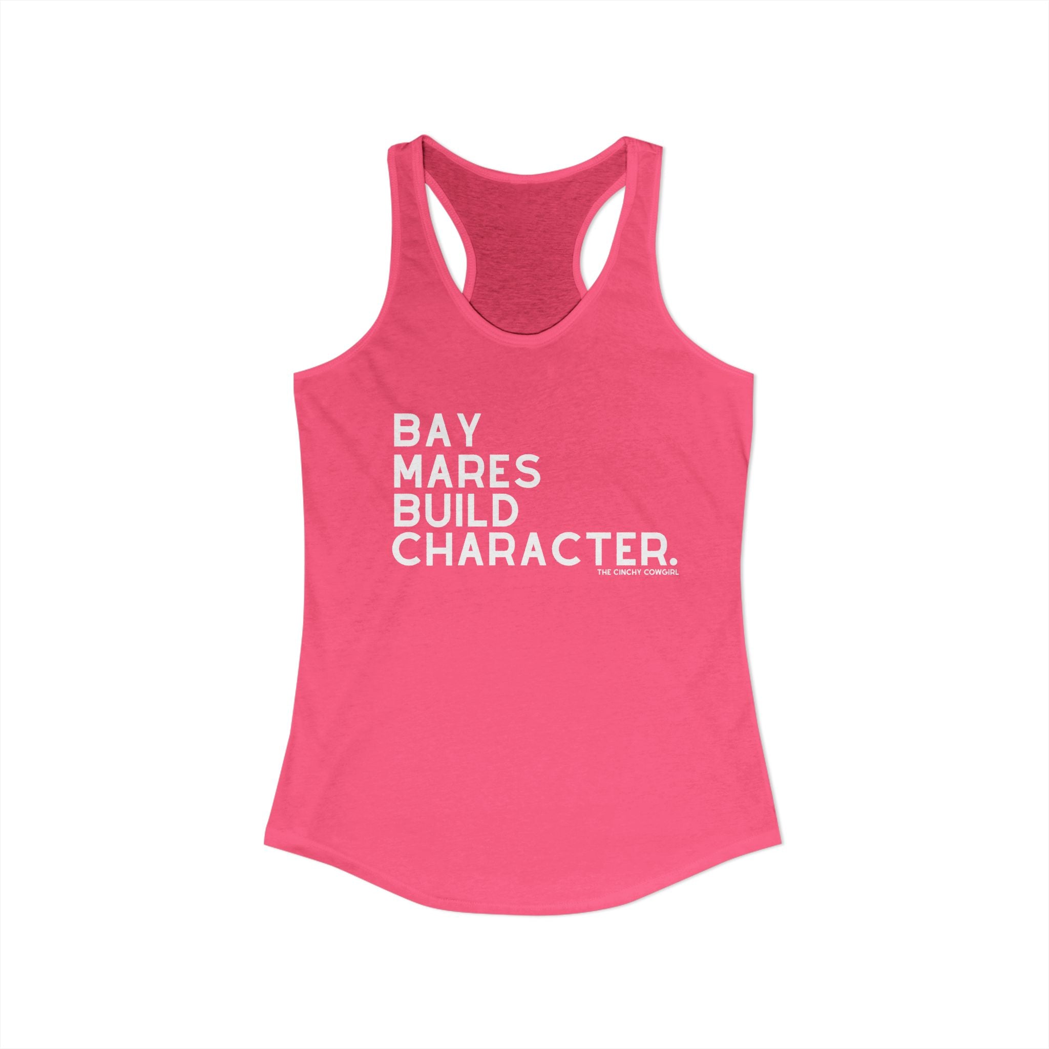 Bay Mares Build Character Racerback Tank graphic tank The Cinchy Cowgirl - Print XS Solid Hot Pink