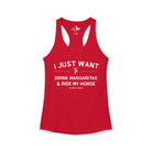 I Just Want to Drink Margaritas And Ride My Horse Tank Top Tank Top The Cinchy Cowgirl - Print XS Solid Red