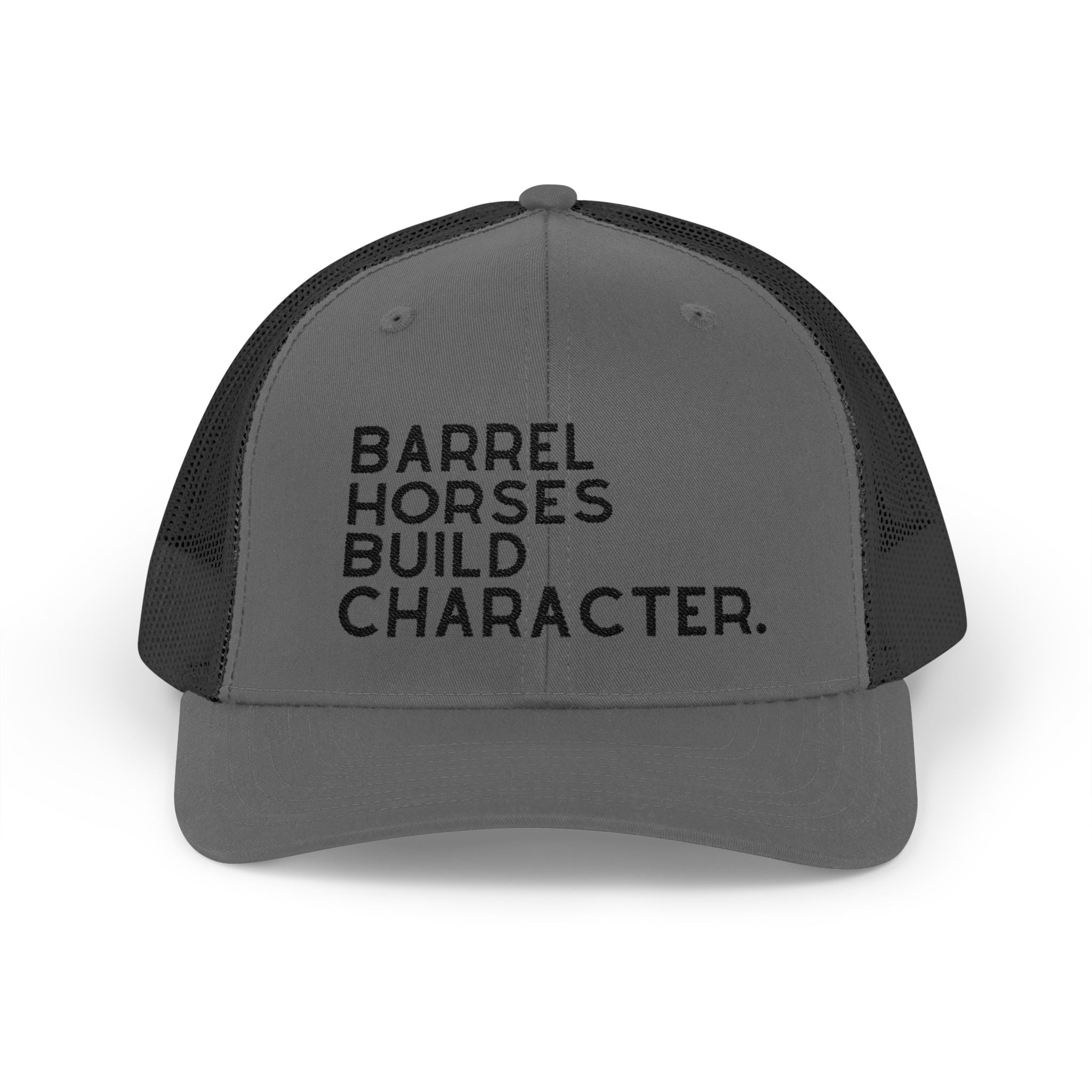 Barrel Horses Build Character Embroidered Hat Hats The Cinchy Cowgirl - Print Charcoal / Black One size