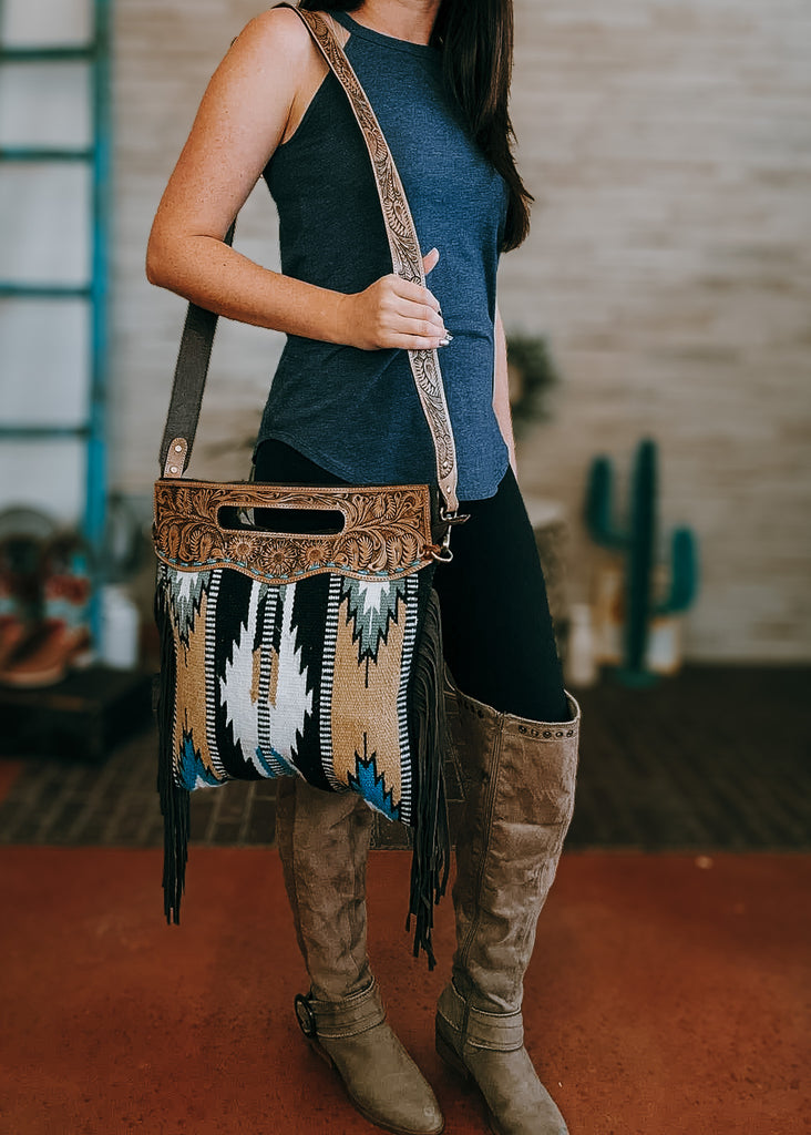 Concealed Carry Tan Aztec Fringe Crossbody Handbag Concealed Carry Handbag Sorrel South   