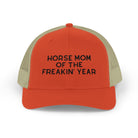 Horse Mom of the Freakin' Year Trucker Hat Embroidered TCC Hat The Cinchy Cowgirl - Print Rustic Orange / Khaki