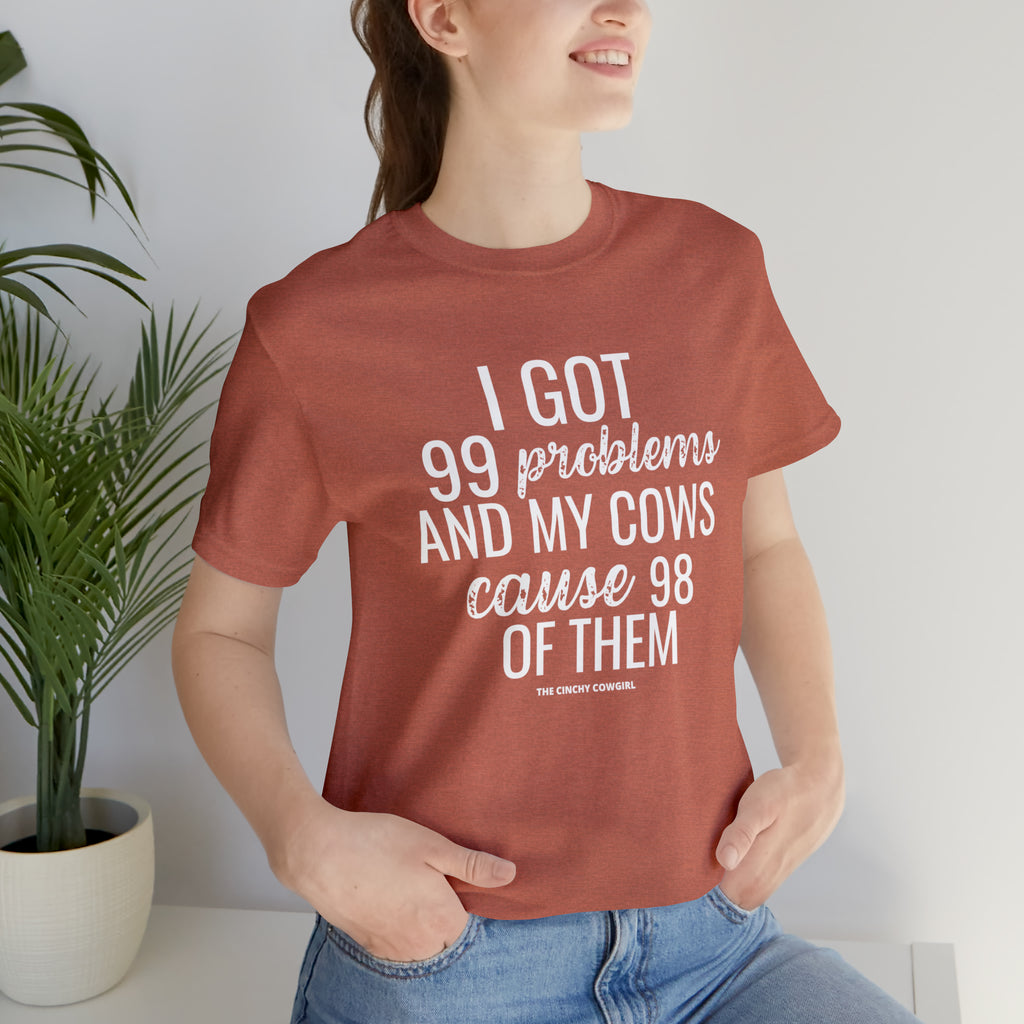 Cow Problems Short Sleeve Tee tcc graphic tee Printify Heather Clay XS 