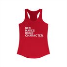 Red Mares Build Character Racerback Tank Tank Top The Cinchy Cowgirl - Print XS Solid Red