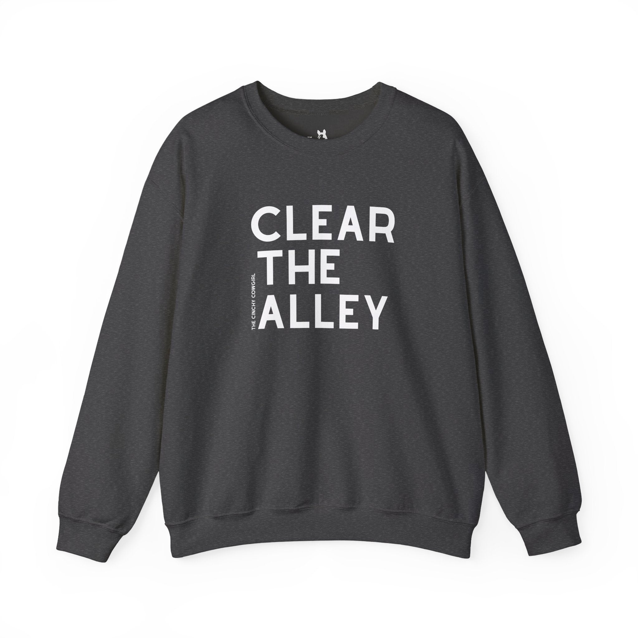 Clear The Alley Pullover Sweatshirt The Cinchy Cowgirl - Print S Dark Heather