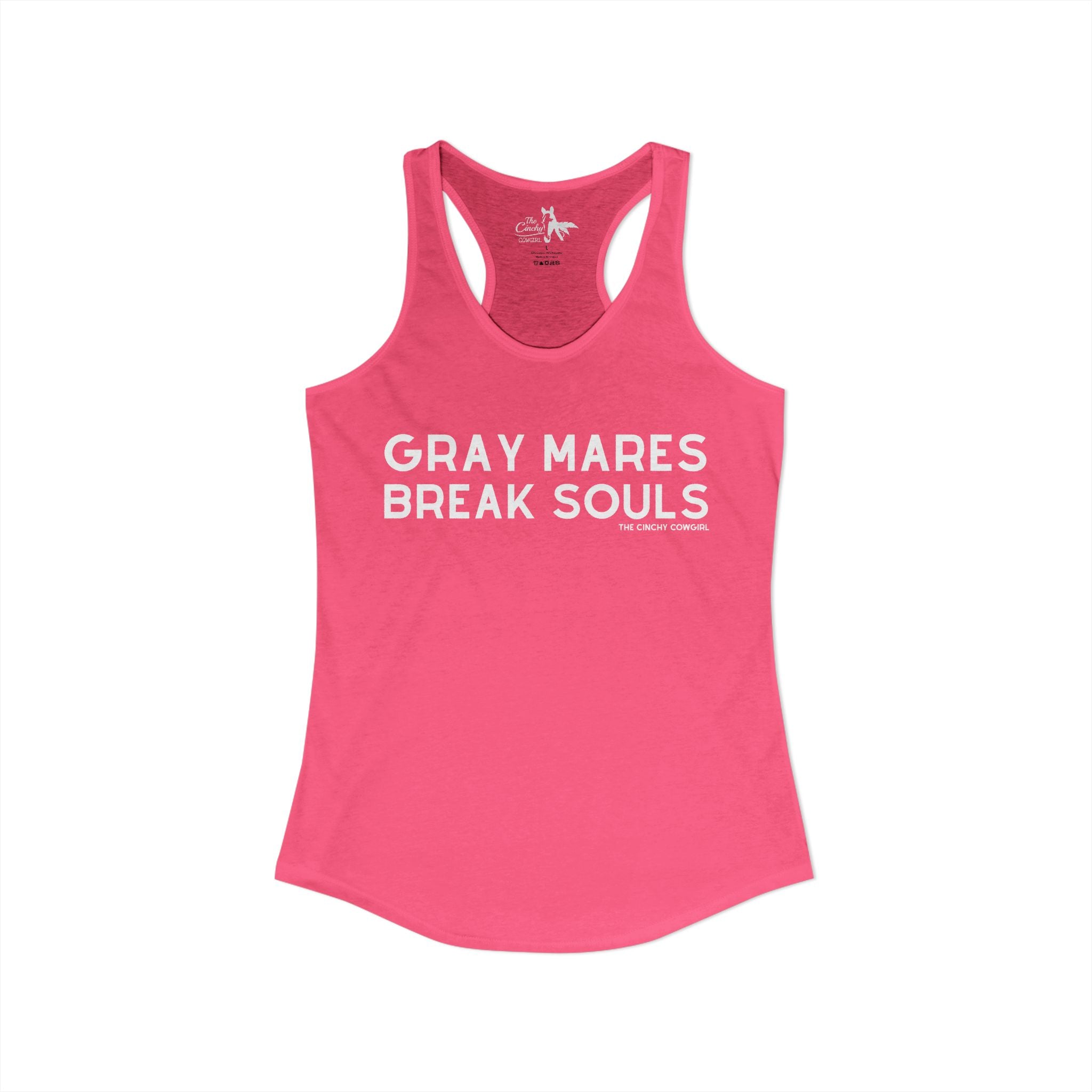 Gray Mares Break Souls Tank Top Tank Top The Cinchy Cowgirl - Print XS Solid Hot Pink