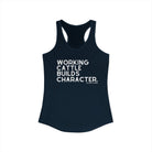 Working Cattle Builds Character Racerback Tank Tank Top The Cinchy Cowgirl - Print XS Solid Midnight Navy