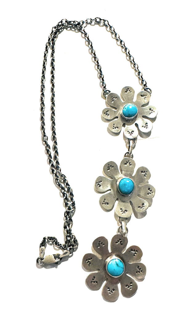 Turquoise Flower Lariat Necklace NT jewelry Nizhoni Traders LLC   