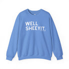 Well Sheeyit Fleece Pullover Sweatshirt The Cinchy Cowgirl - Print S Carolina Blue