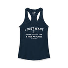 I Just Want to Drink Sweet Tea And Ride My Horse Tank Top Tank Top The Cinchy Cowgirl - Print XS Solid Midnight Navy