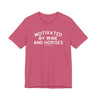 Motivated By Wine & Horses Short Sleeve Tee T-Shirt The Cinchy Cowgirl - Print Heather Raspberry XS