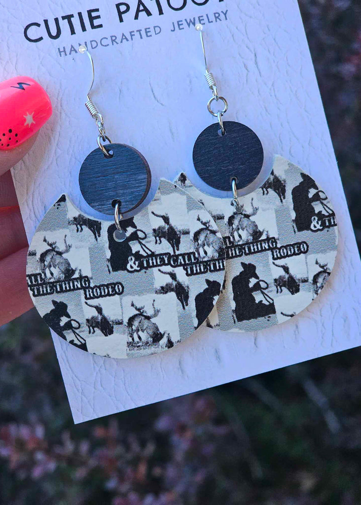 Black & White Rodeo Handcrafted Earrings earrings Cutie Patootie   