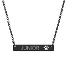 Personalized Dog Name Paw Print Bar Necklace Accessories The Cinchy Cowgirl - Print One Size Black PVD coating