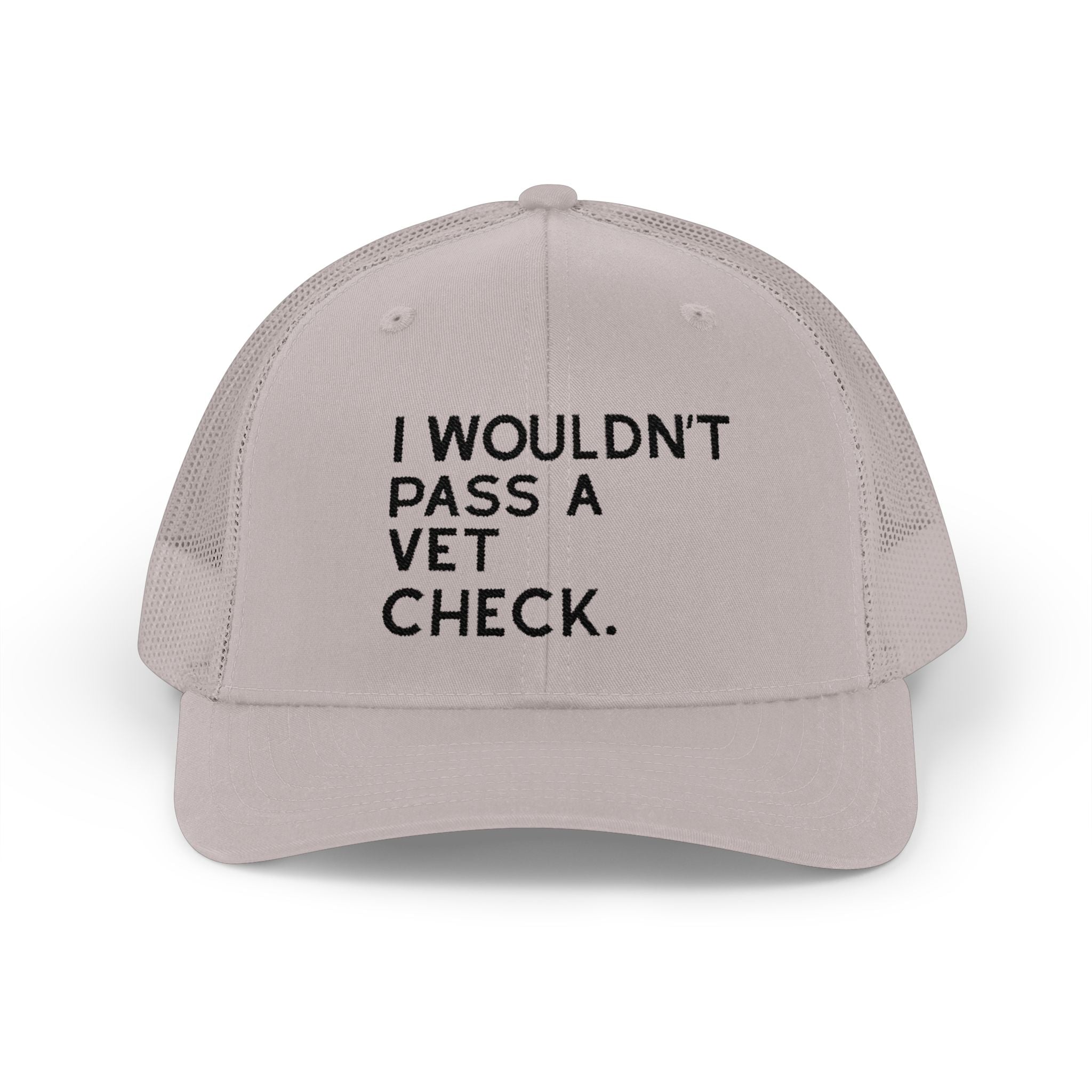 Embroidered I Wouldn't Pass A Vet Check Trucker Hat Embroidered TCC Hat The Cinchy Cowgirl - Print Silver