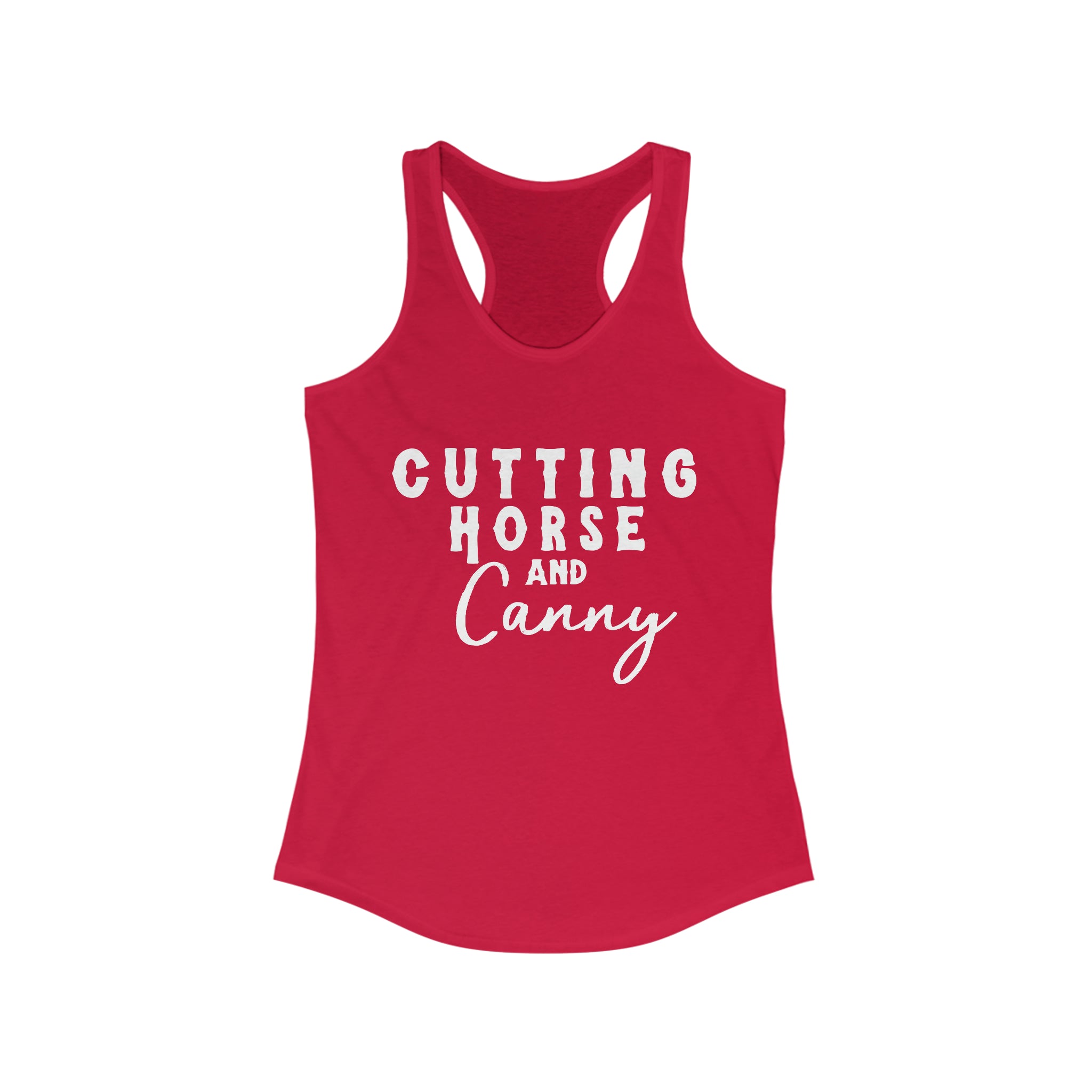 Cutting Horse & Canny Racerback Tank Horse Riding Discipline Tee Printify XS Solid Red 