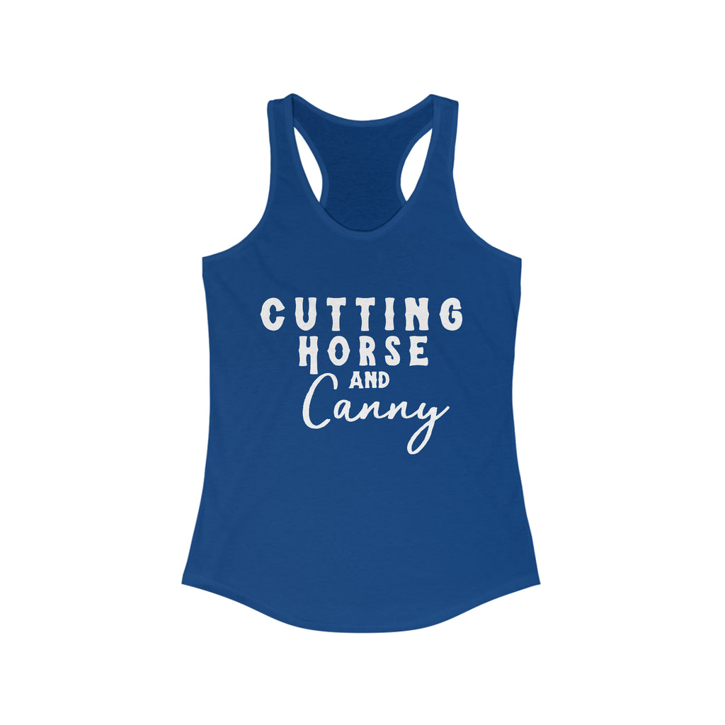 Cutting Horse & Canny Racerback Tank Horse Riding Discipline Tee Printify XS Solid Royal 