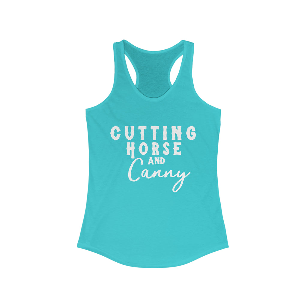 Cutting Horse & Canny Racerback Tank Horse Riding Discipline Tee Printify XS Solid Tahiti Blue 