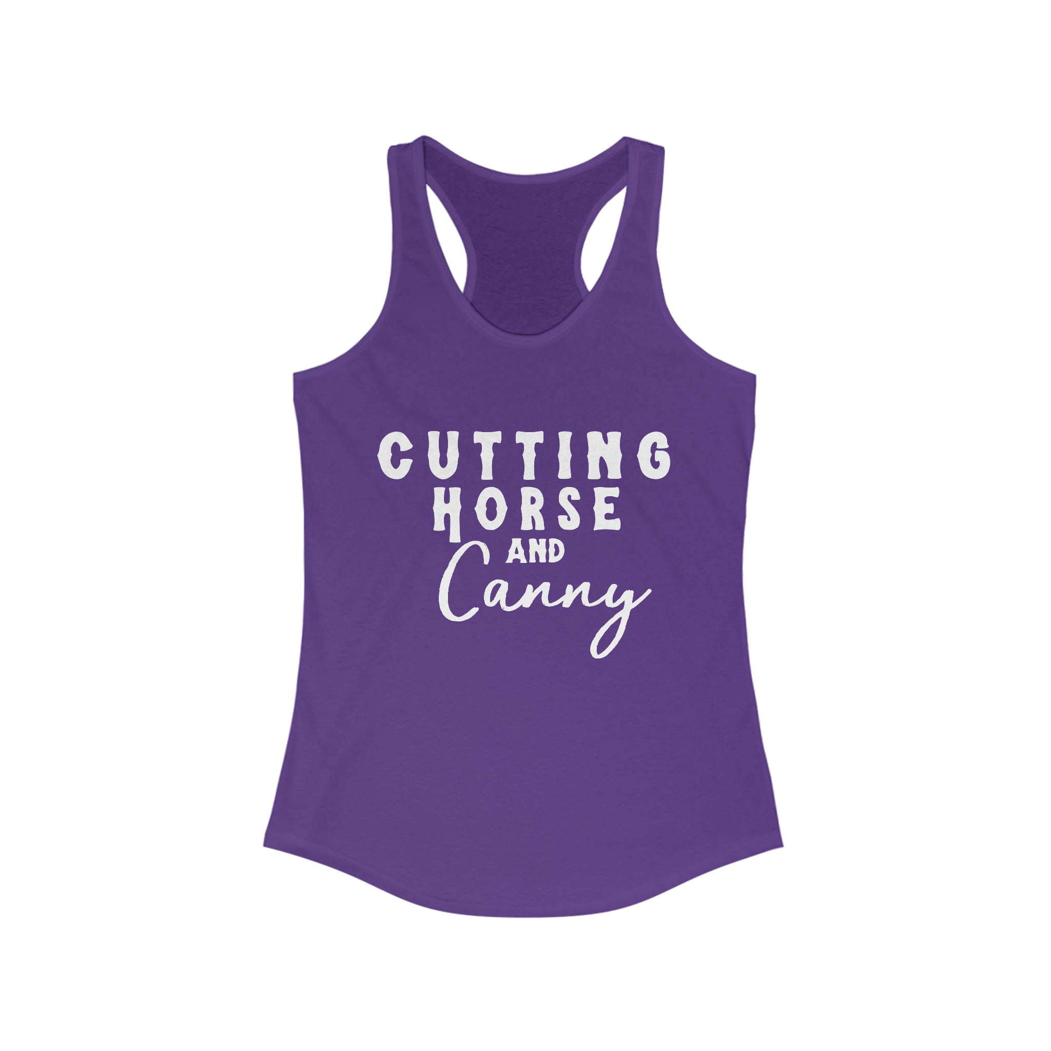 Cutting Horse & Canny Racerback Tank Horse Riding Discipline Tee Printify XS Solid Purple Rush 