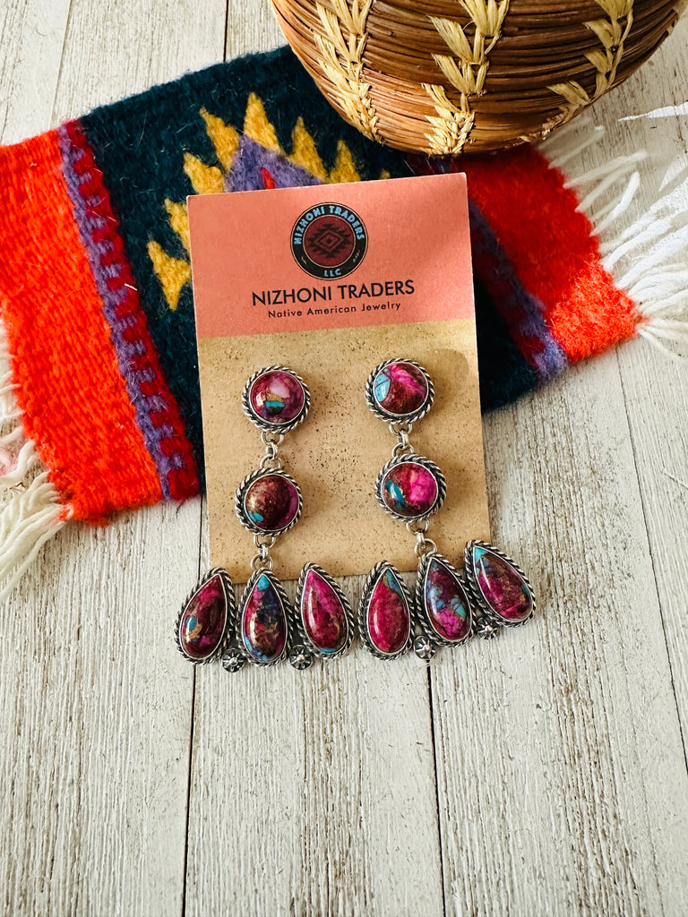 Pink Dream Mojave Dangle Earrings NT jewelry Nizhoni Traders LLC   