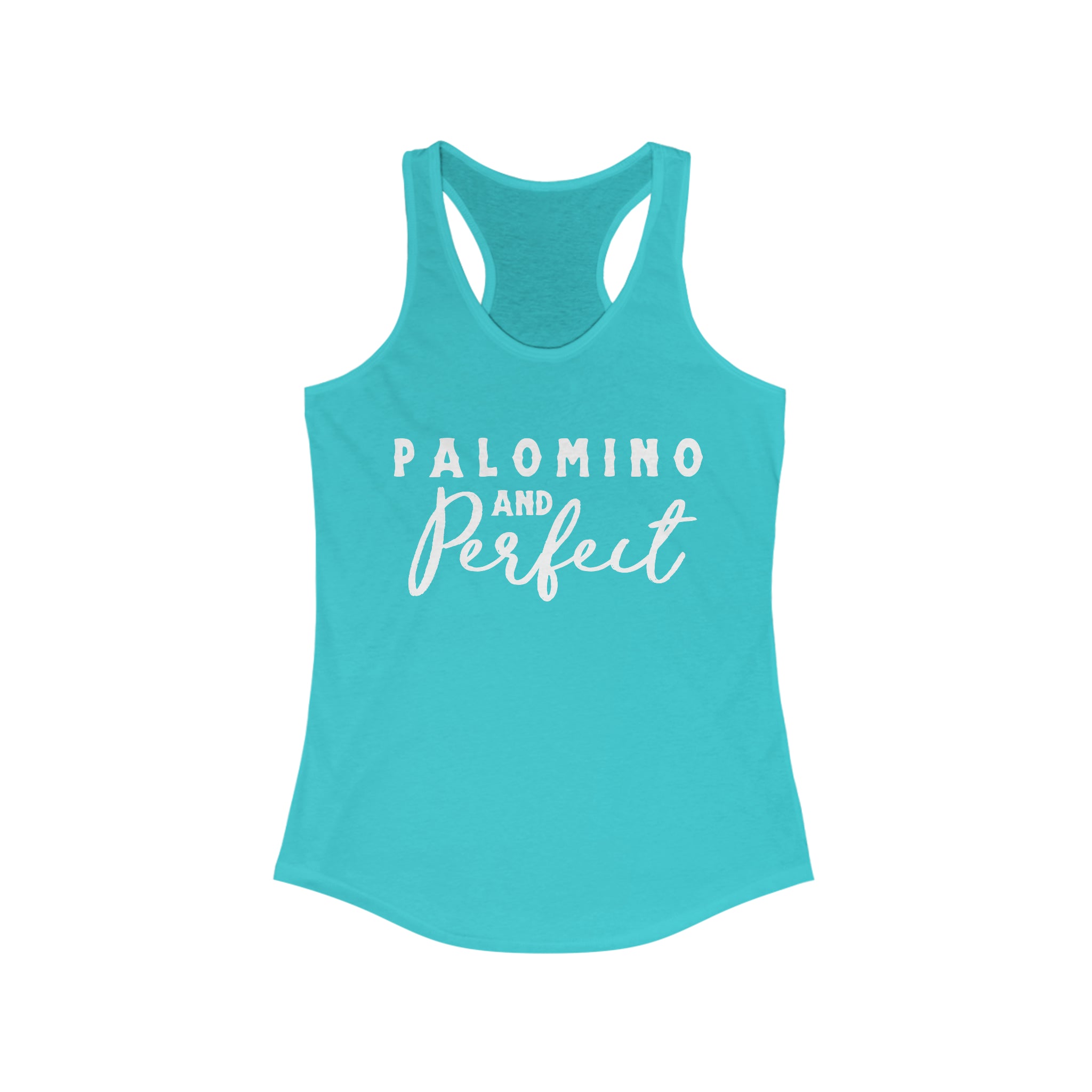 Palomino & Perfect Racerback Tank Horse Color Shirts Printify XS Solid Tahiti Blue 