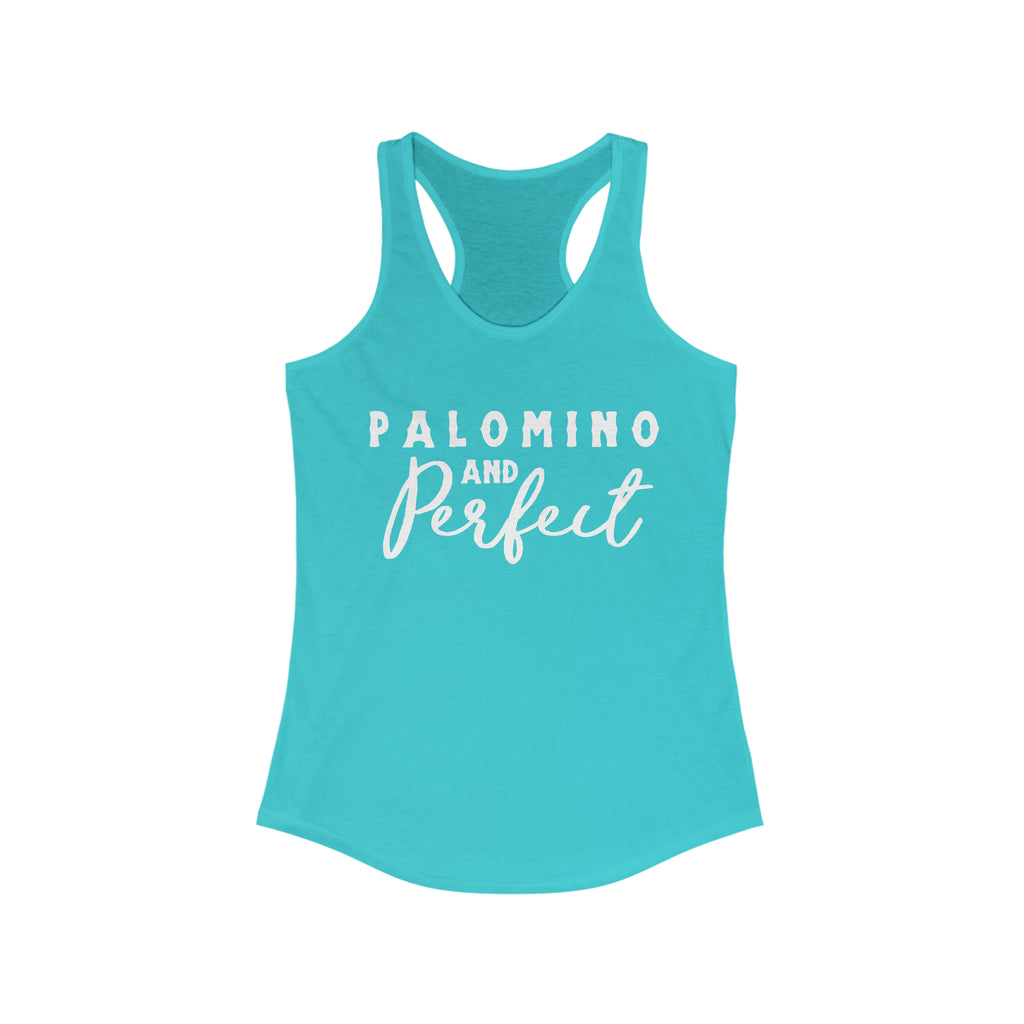 Palomino & Perfect Racerback Tank Horse Color Shirts Printify S Solid Tahiti Blue 