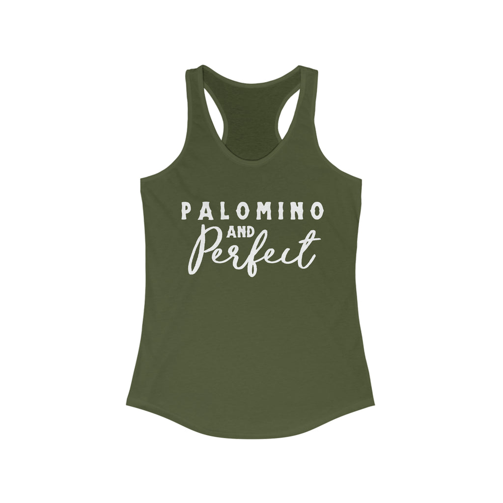 Palomino & Perfect Racerback Tank Horse Color Shirts Printify XS Solid Military Green 