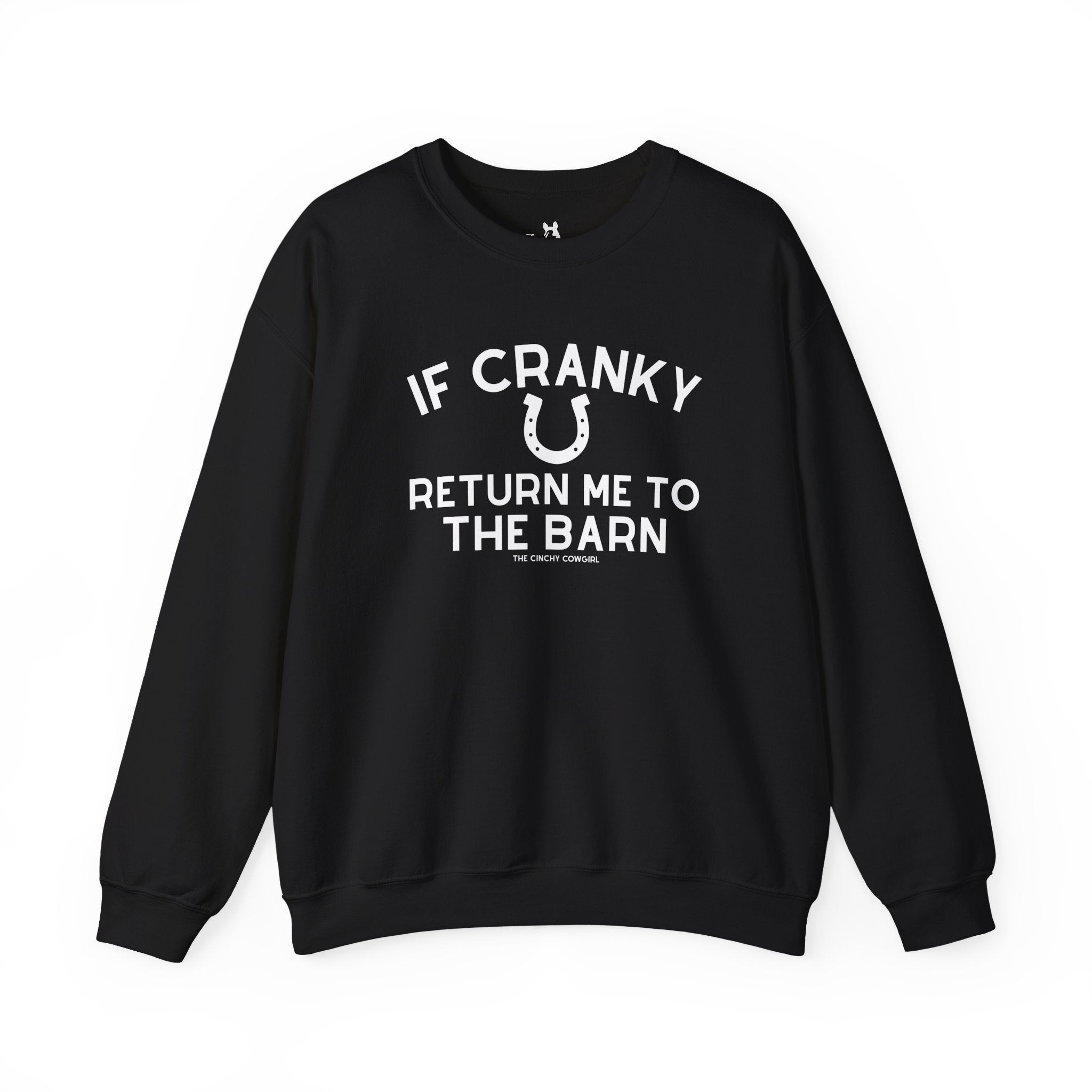 If Cranky, Return Me To The Barn Fleece Pullover Sweatshirt The Cinchy Cowgirl - Print S Black