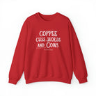 Coffee Cuss Words & Cows Crewneck Sweatshirt Sweatshirt Printify S Red 