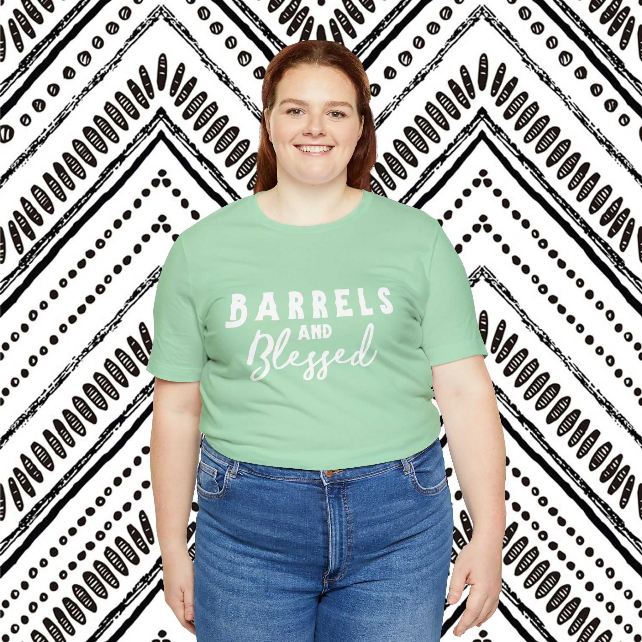 Barrels & Blessed Short Sleeve Tee Horse Riding Discipline Tee Printify   