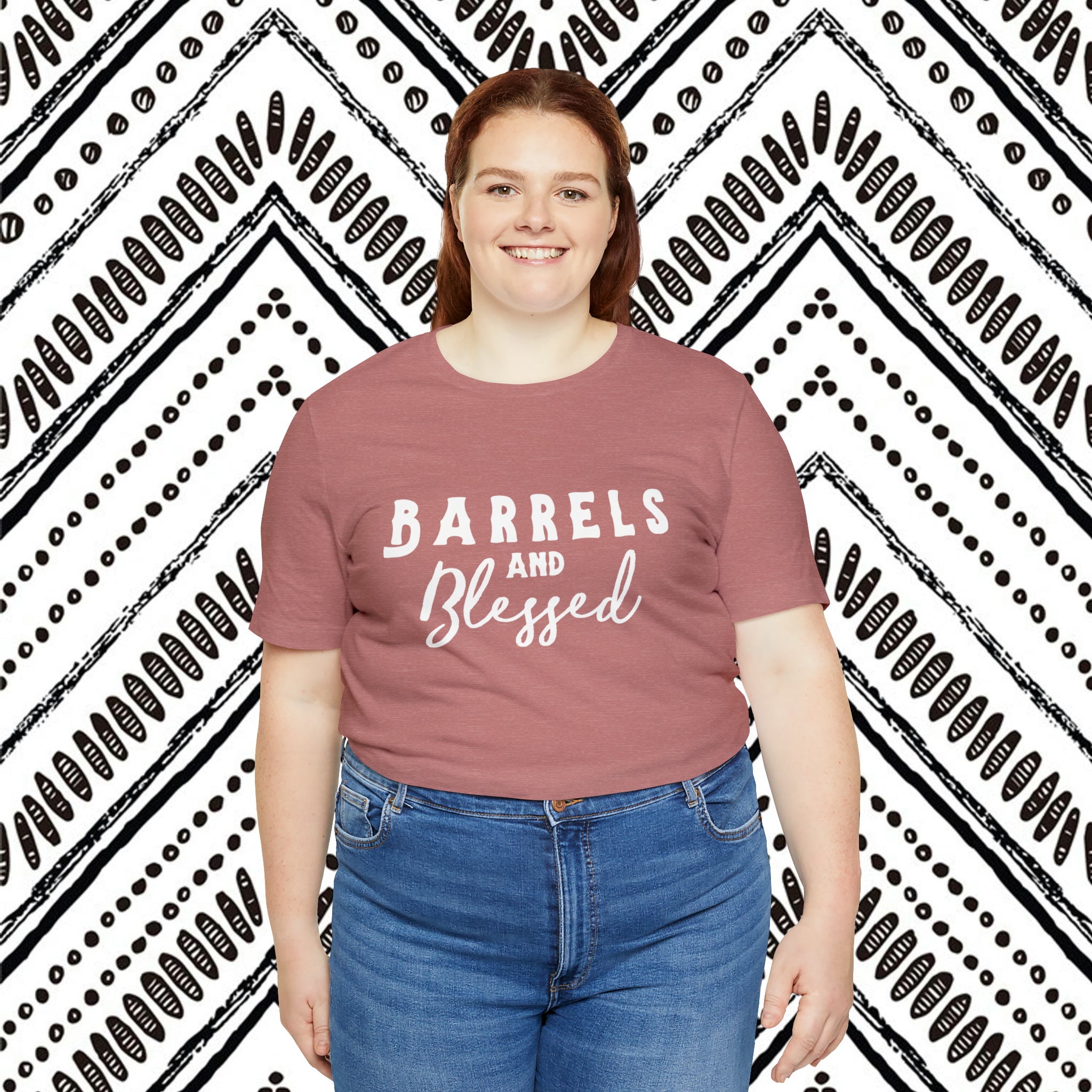 Barrels & Blessed Short Sleeve Tee Horse Riding Discipline Tee Printify   