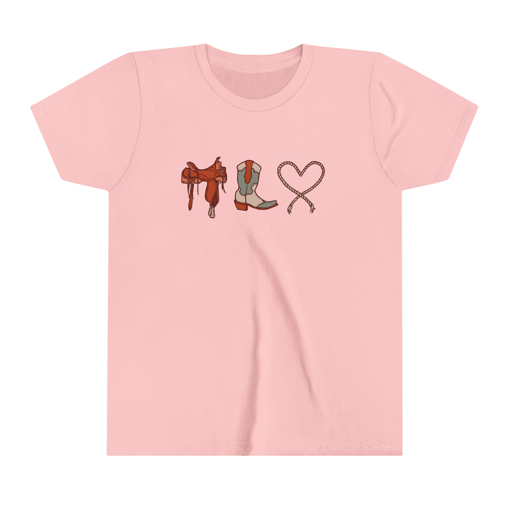 Western Love Youth Short Sleeve Tee Pink