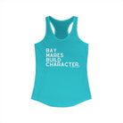 Bay Mares Build Character Racerback Tank graphic tank The Cinchy Cowgirl - Print XS Solid Tahiti Blue