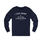 I Just Want To Eat Tacos And Ride My Horse Long Sleeve Tee Long-sleeve The Cinchy Cowgirl - Print S Navy